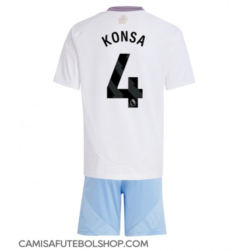 Camisa de time de futebol Aston Villa Ezri Konsa #4 Replicas 2º Equipamento Infantil 2024-25 Manga Curta (+ Calças curtas)